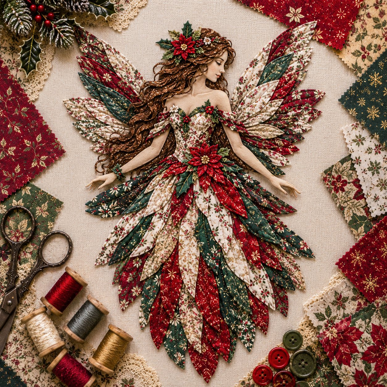 🧚‍♀️🌸 Premium DIY-pakket 'Feeënpatchwork' | Hoogwaardige gelaagde stof met bloemenvleugels – DIY handgemaakte fantasievolle wanddecoratie ✨