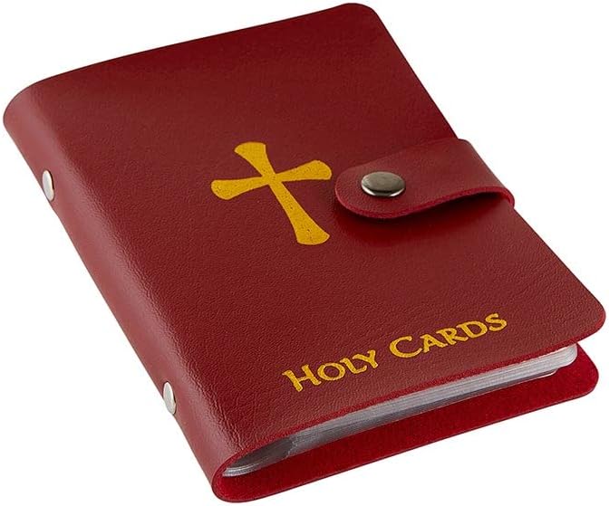 ✝️ Katholieke Heilige Kaarthouder van Echt Leer – Zakformaat Gebedskaartenhouder met Druksluiting