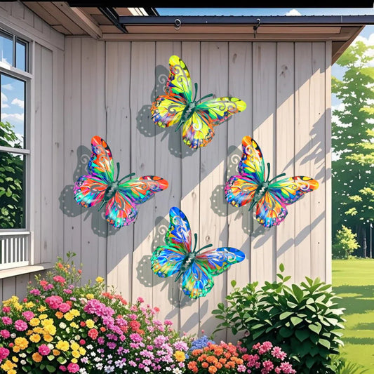 🦋Een complete set! 4 stuks metalen wanddecoratie met vlinders🤩