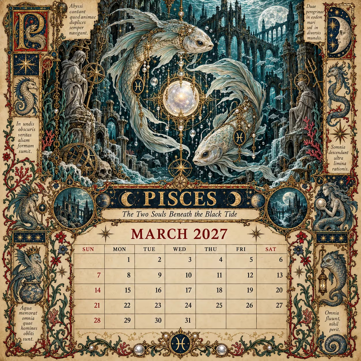 🔮 Bureaukalender met dierenriemtekens voor 2027 | 12 middeleeuws geïnspireerde dierenriemtekeningen voor liefhebbers van astrologie en gotische kunst ✨