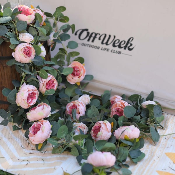 🌹Artificial Flowers Garland Spring Eucalyptus Garland Vintage Fake Flower Peony Rose Vine Greenery 🦋