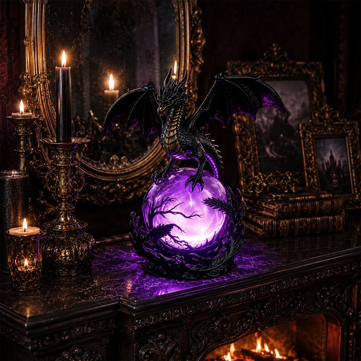 🔮Gotische draak LED-kristallenbollamp voor een donkere, stijlvolle inrichting