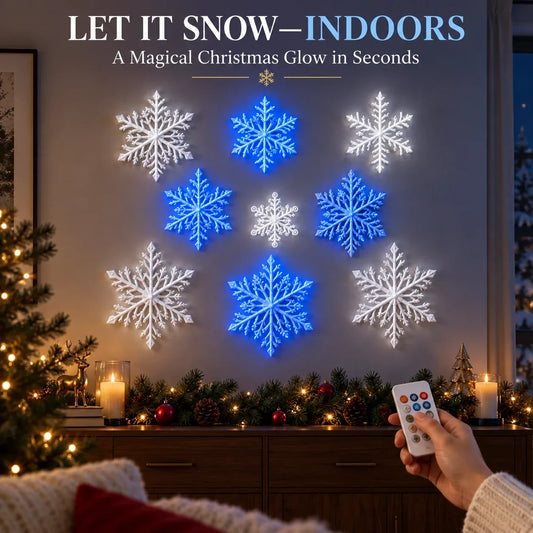 ❄️ LED Sneeuwvlok Wandlampen | 3D Kerst Sneeuwvlok Decoratie | Sets van 12, 24 & 36 Sneeuwvlokken | Blauw & Wit Gloed + Afstandsbediening ✨