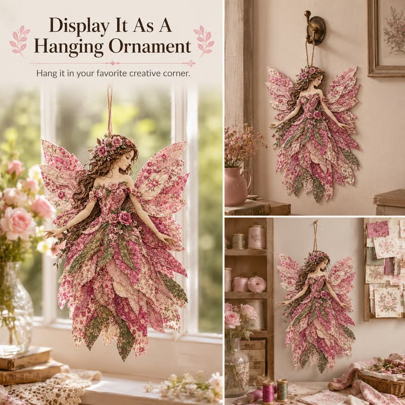 🧚‍♀️🌸 Premium DIY-pakket 'Feeënpatchwork' | Hoogwaardige gelaagde stof met bloemenvleugels – DIY handgemaakte fantasievolle wanddecoratie ✨