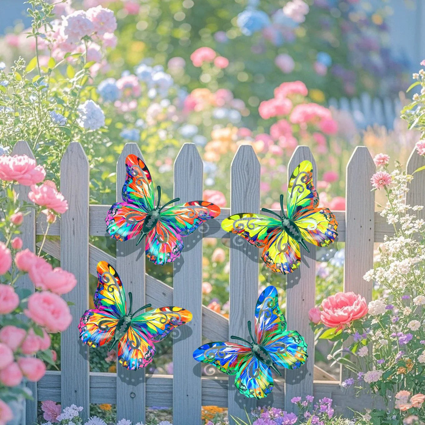 🦋Een complete set! 4 stuks metalen wanddecoratie met vlinders🤩