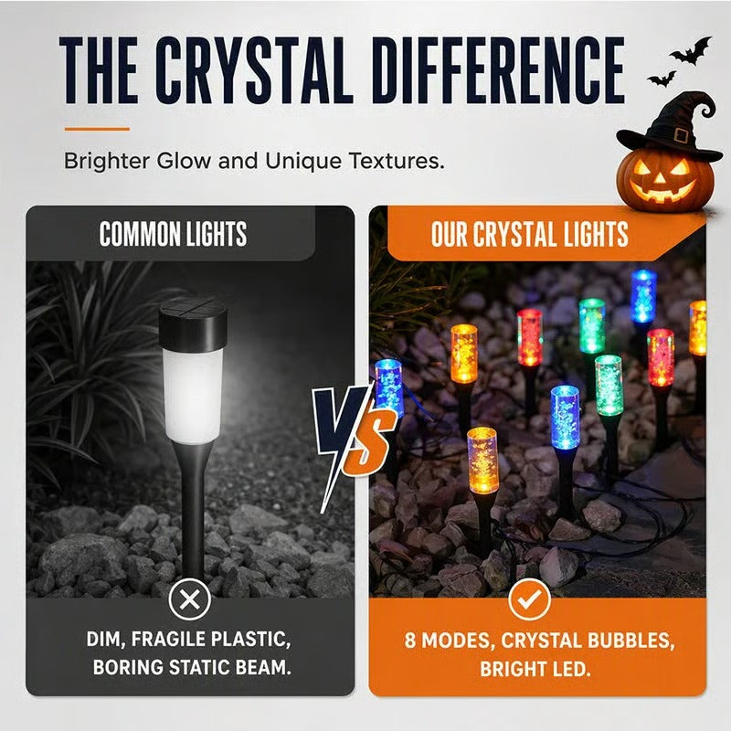 ☀️ Solar padverlichting voor buiten met kristallen bubbels — geen bedrading, geen elektriciteitsrekening, gewoon elke avond een warm welkom. 🏡