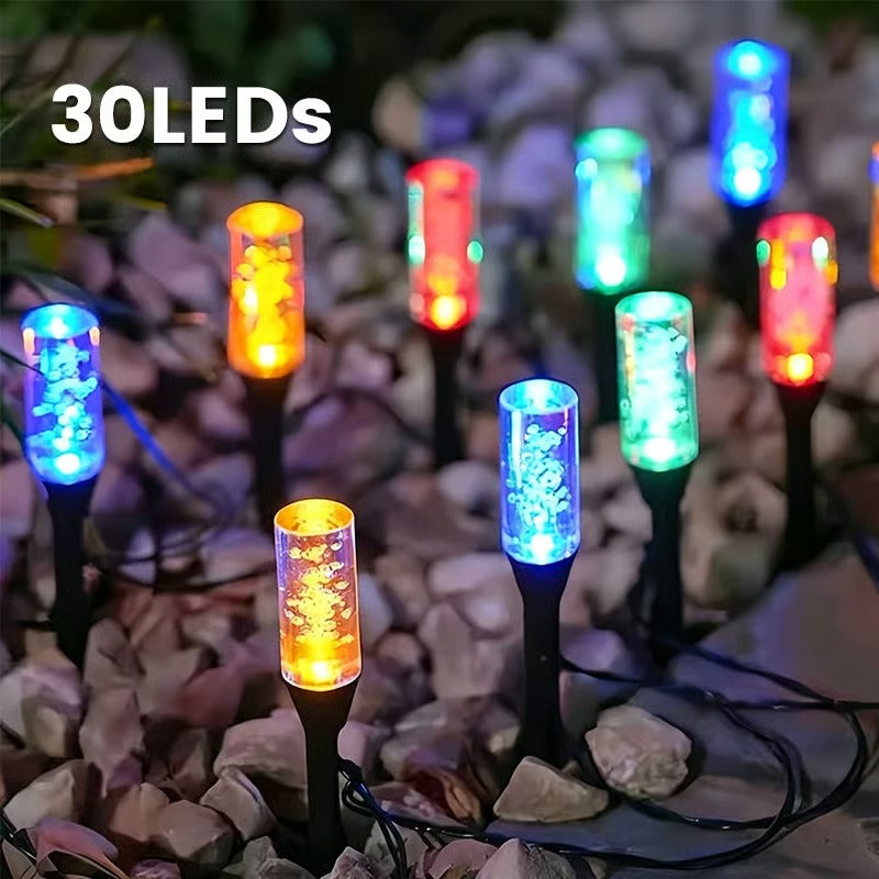 ☀️ Solar padverlichting voor buiten met kristallen bubbels — geen bedrading, geen elektriciteitsrekening, gewoon elke avond een warm welkom. 🏡