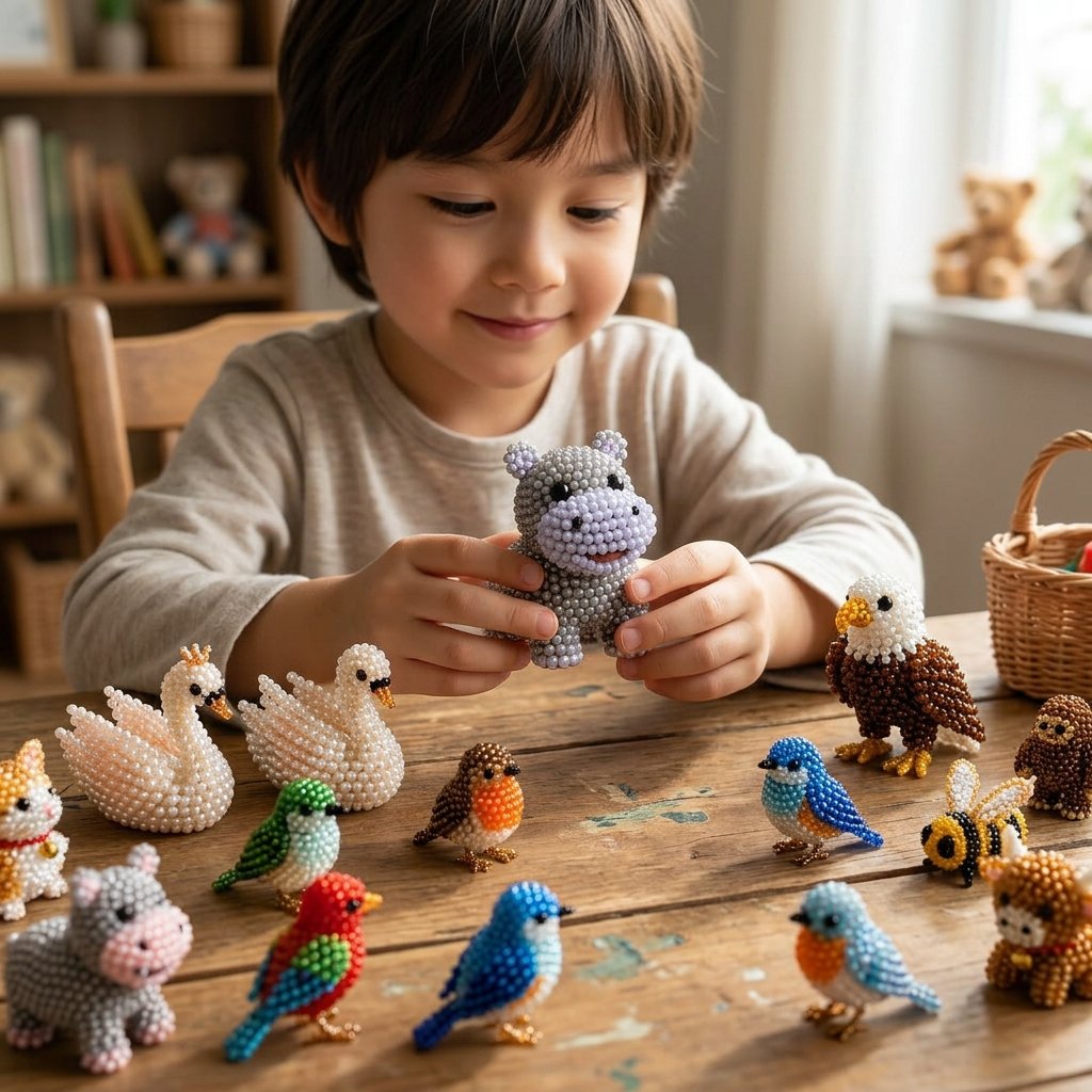 🧵✨ Miniatuur 3D kralen dieren doe-het-zelf set