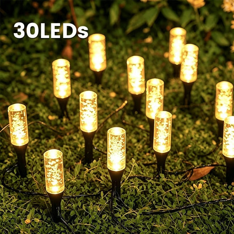 ☀️ Solar padverlichting voor buiten met kristallen bubbels — geen bedrading, geen elektriciteitsrekening, gewoon elke avond een warm welkom. 🏡