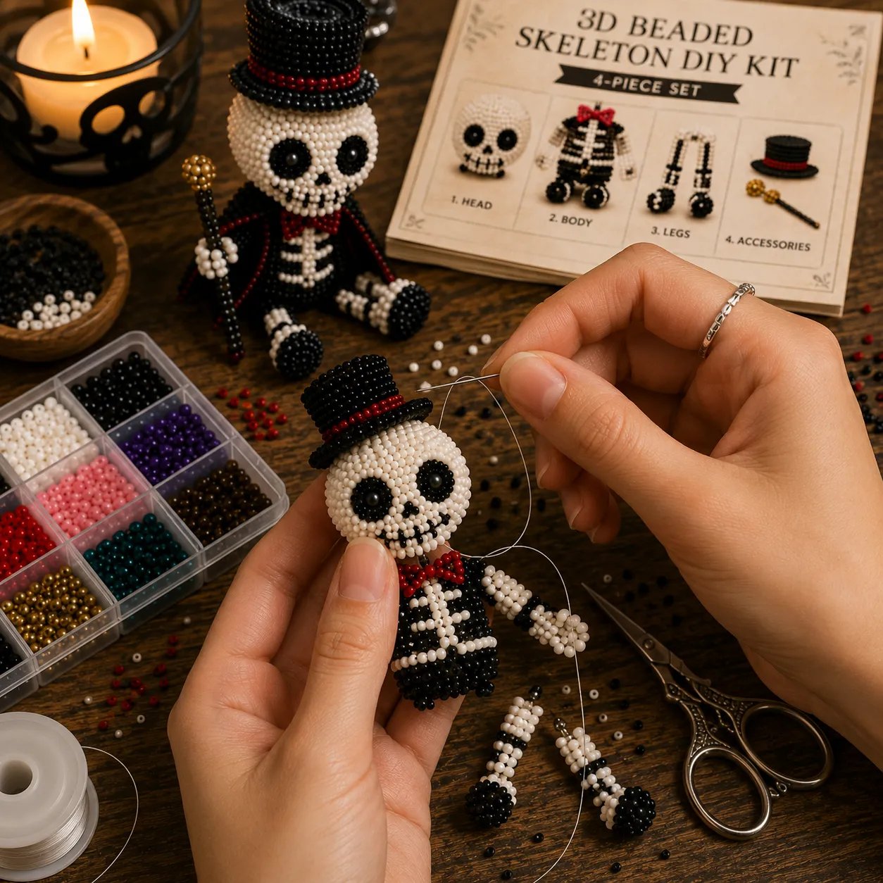 🔥 Laatste dag 50% korting 💀 3D kralen skelet doe-het-zelf kit