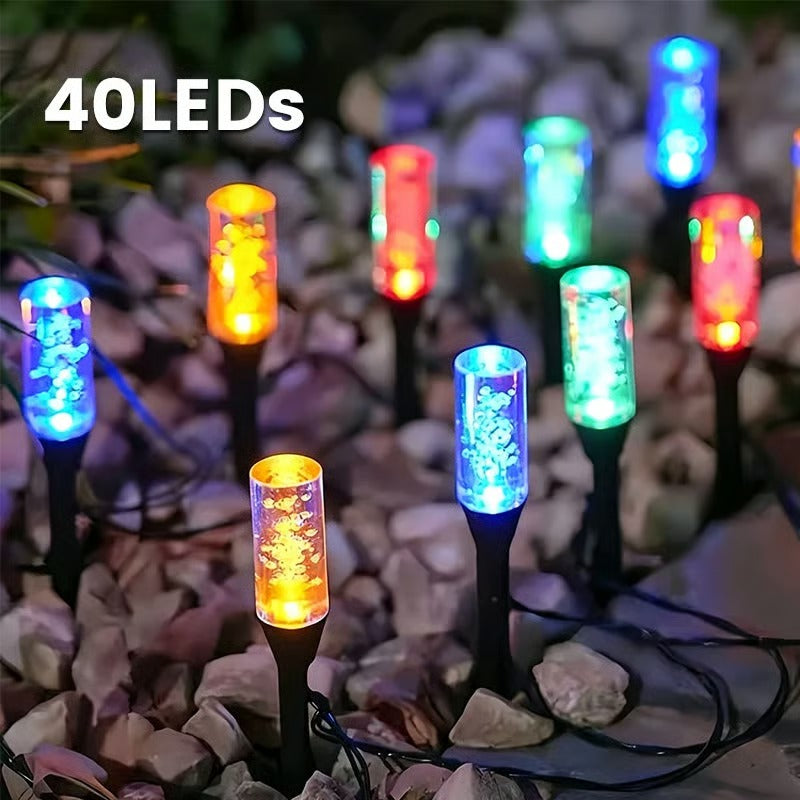 ☀️ Solar padverlichting voor buiten met kristallen bubbels — geen bedrading, geen elektriciteitsrekening, gewoon elke avond een warm welkom. 🏡