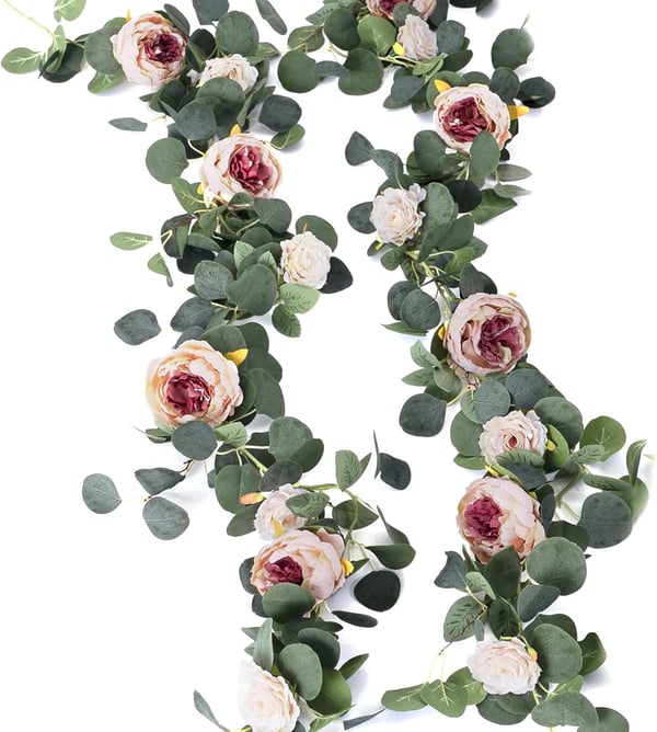 🌹Artificial Flowers Garland Spring Eucalyptus Garland Vintage Fake Flower Peony Rose Vine Greenery 🦋