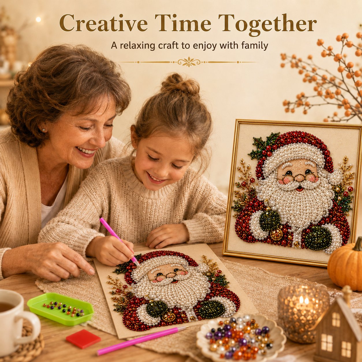 🧘Ontspannend en beginnersvriendelijk - 🎨💎DIY Kerst Parel Diamantschilderij Kunstset