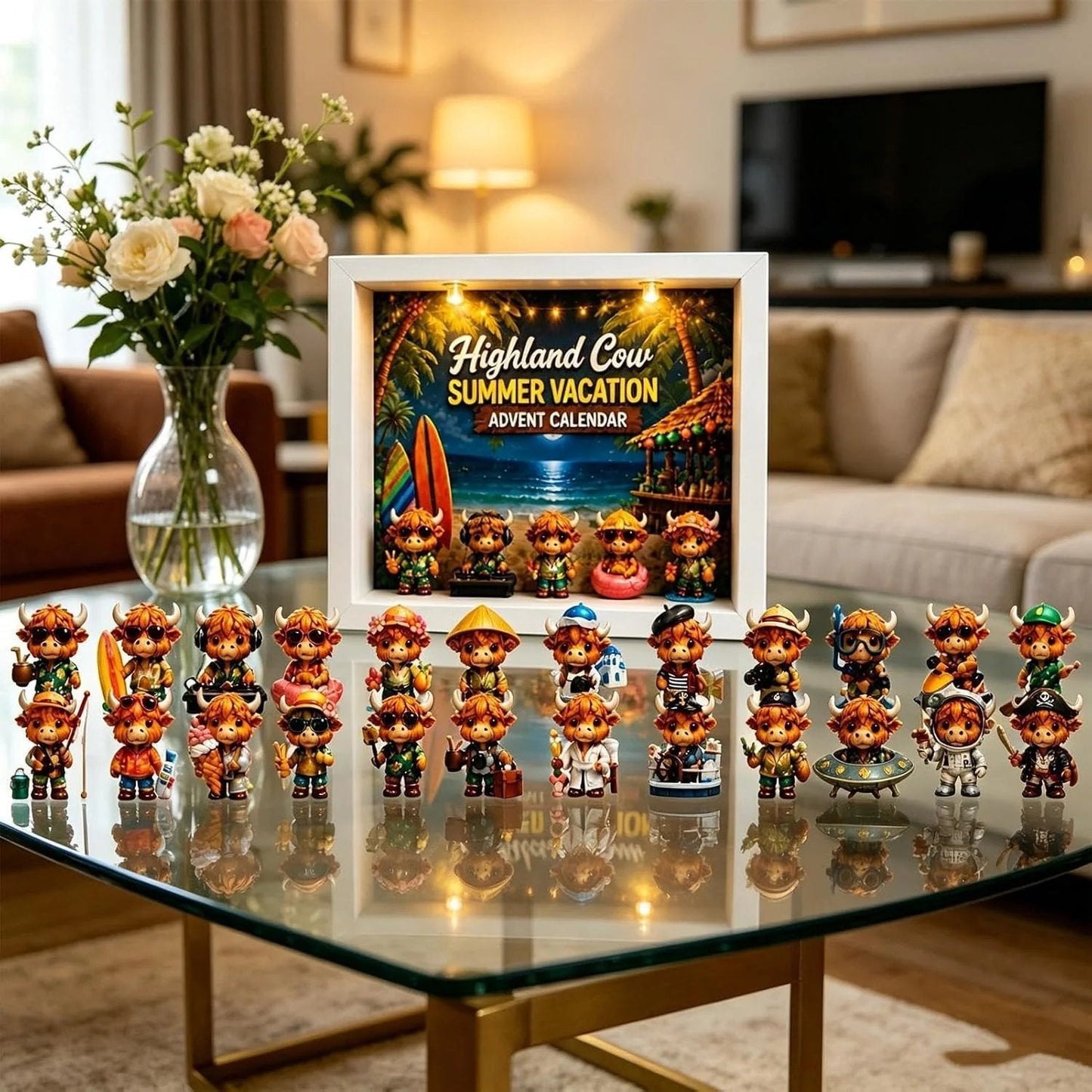 Adventskalender met Schotse hooglandkoeien voor de zomervakantie 2026