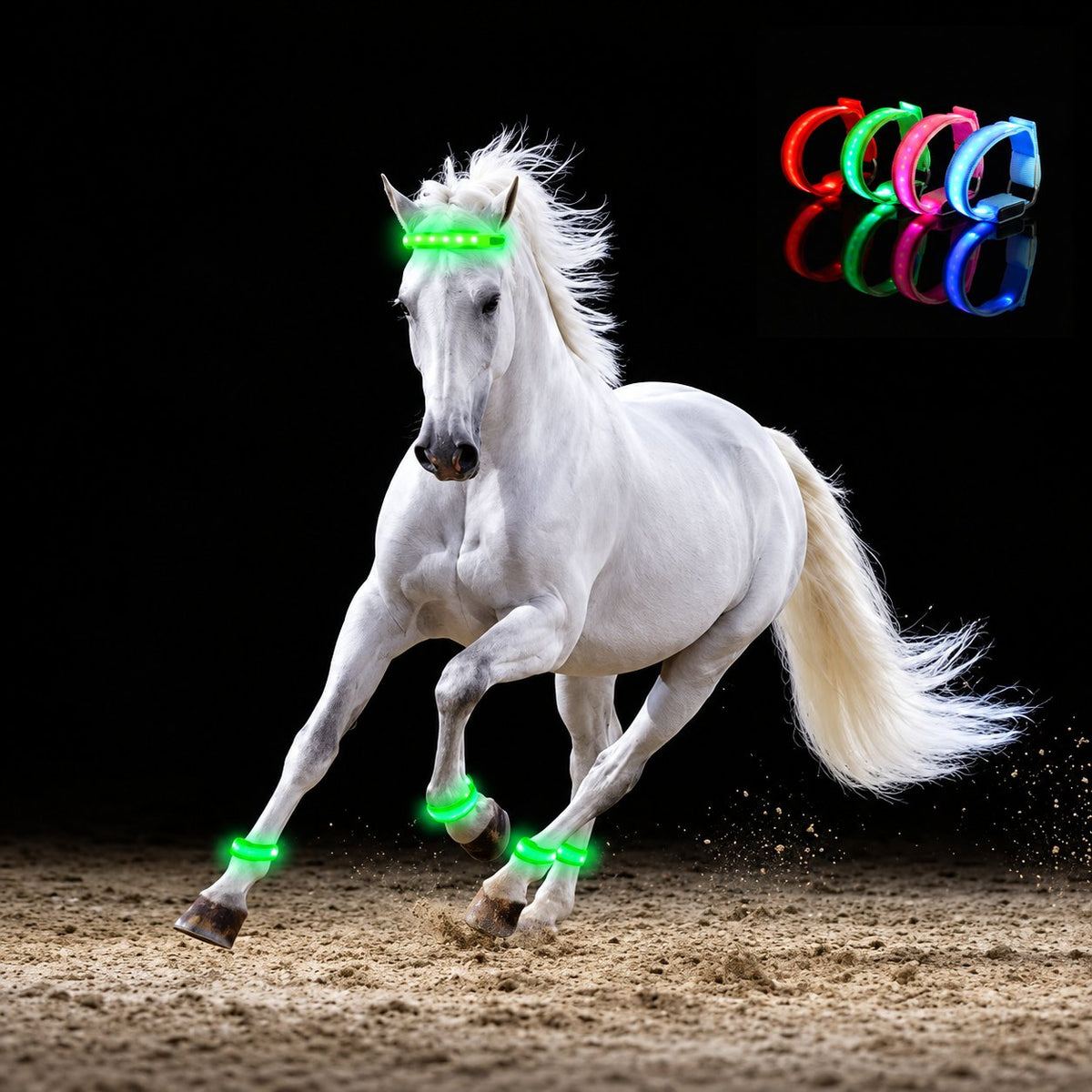 🐎 LED-beenriemen voor paarden – 4 stuks | Veiligheidslampjes voor paardrijden in het donker met een oplaadbare look ✨