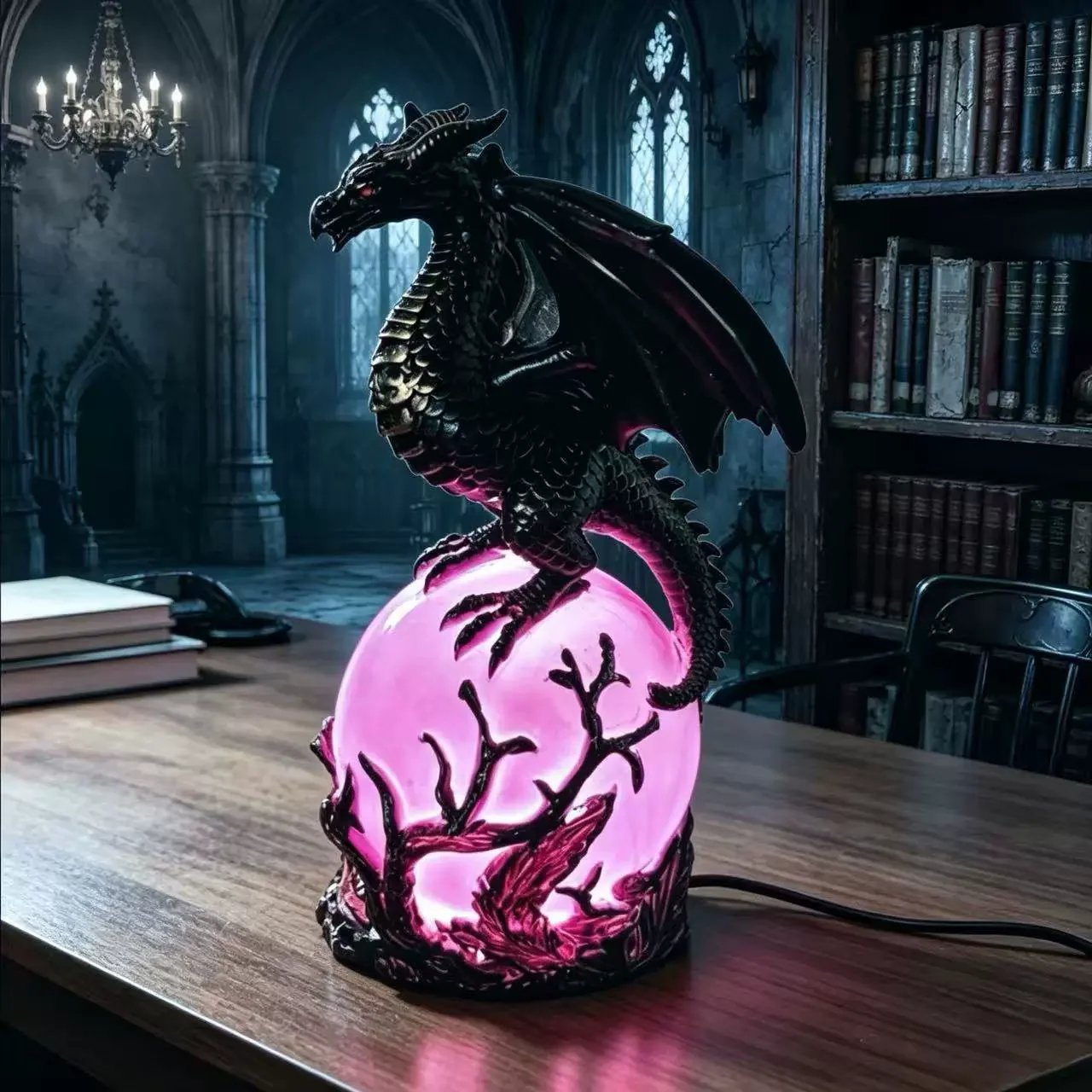 🔮Gotische draak LED-kristallenbollamp voor een donkere, stijlvolle inrichting