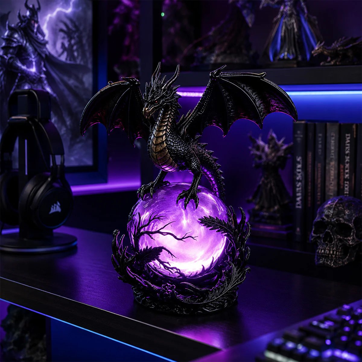 🔮Gotische draak LED-kristallenbollamp voor een donkere, stijlvolle inrichting