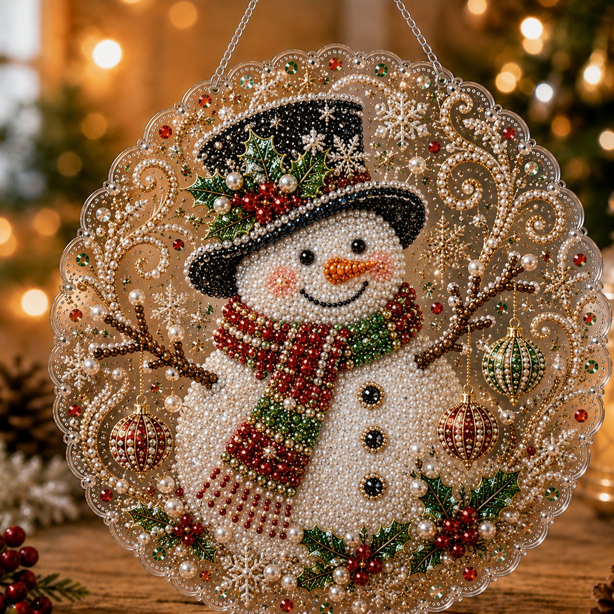 🎄Kerstversiering met parels en diamantjes | Luxe fluweelachtig canvas met krasbestendige, kleurechte parelkralen | DIY handgemaakte kerstdecoratie om op te hangen 🎅💎