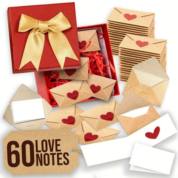 💌Doe-het-zelf doosje met liefdesbriefjes - Mini blanco kaartjes en enveloppen voor hem/haar💕
