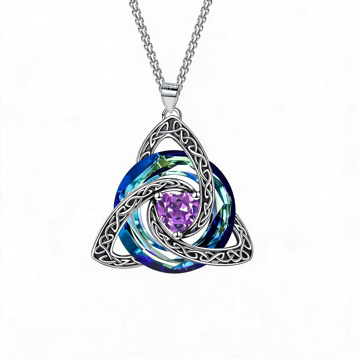 ✨Ketting met Keltische Drievuldigheidsknoop en geboortesteen – Een betekenisvol symbool van liefde en verbondenheid ❤️