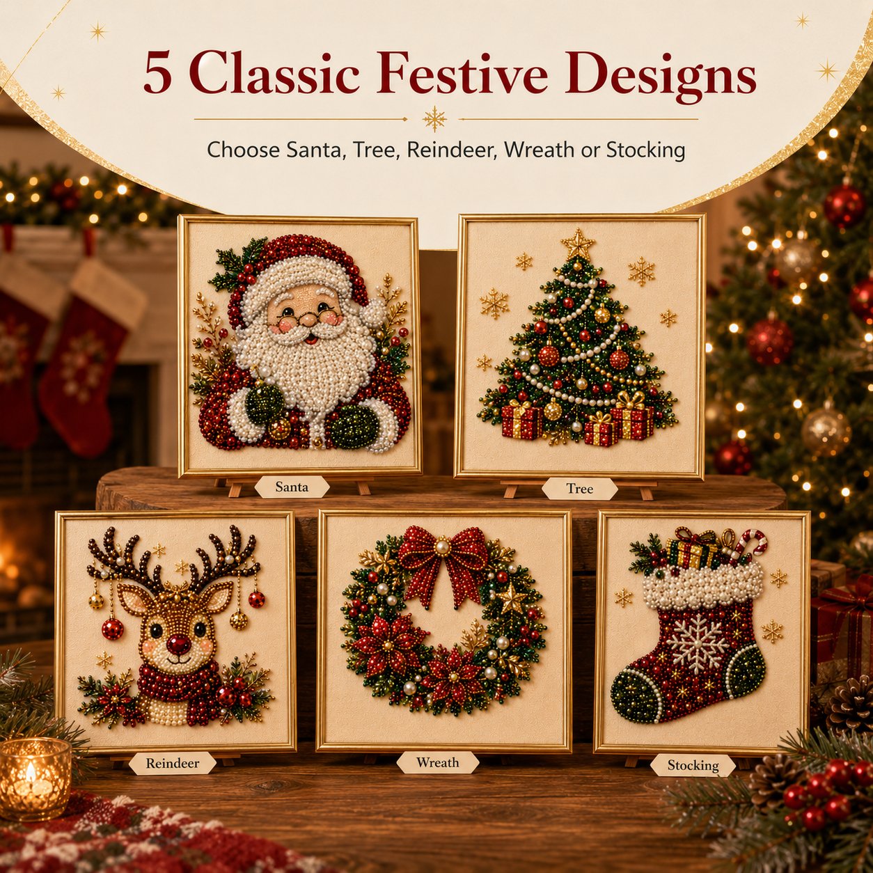 🧘Ontspannend en beginnersvriendelijk - 🎨💎DIY Kerst Parel Diamantschilderij Kunstset