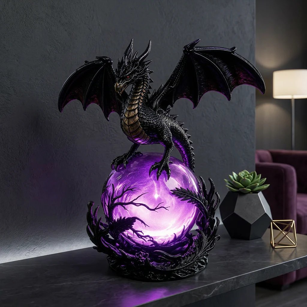 🔮Gotische draak LED-kristallenbollamp voor een donkere, stijlvolle inrichting