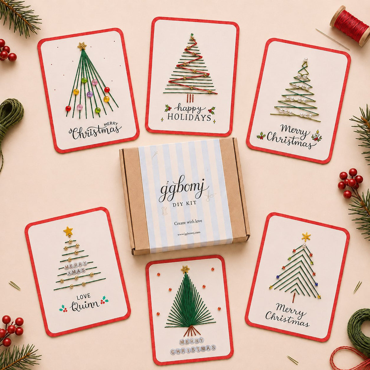 🎄🧵 Kerstkaart met touwkunst (DIY-kit)
