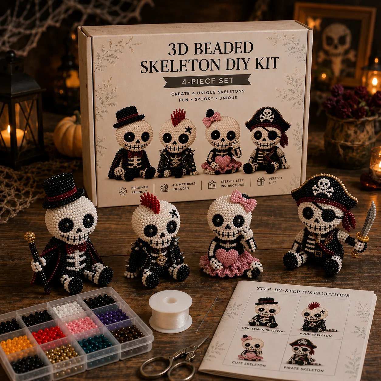 🔥 Laatste dag 50% korting 💀 3D kralen skelet doe-het-zelf kit