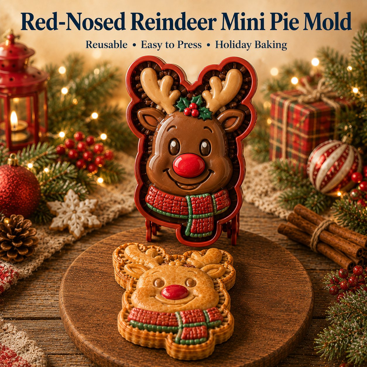 🎄 Mini-taartjesmaker met kerstfiguurtjes – Handvormige taartvorm en -pers voor de feestdagen