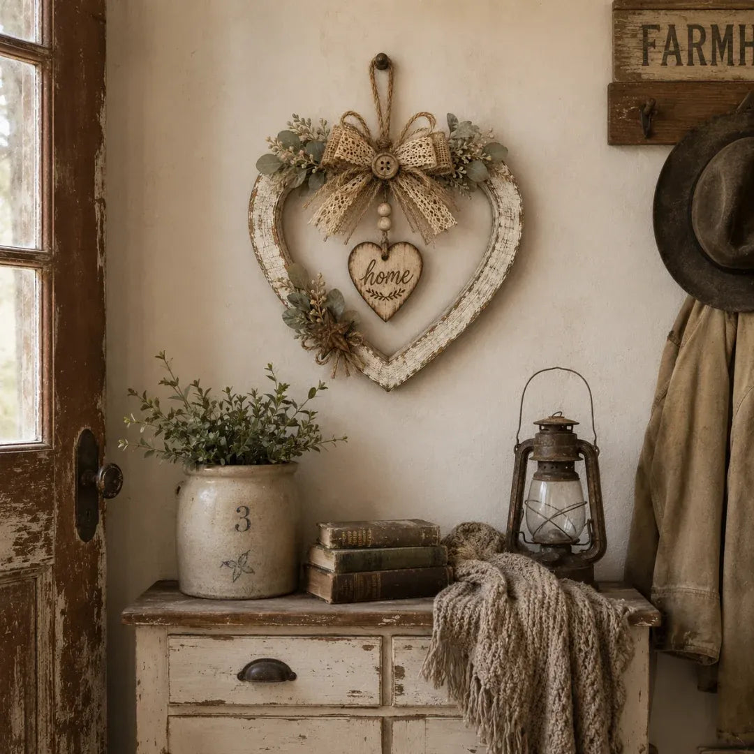 🤎Rustieke hartvormige wanddecoratie voor thuis🌾