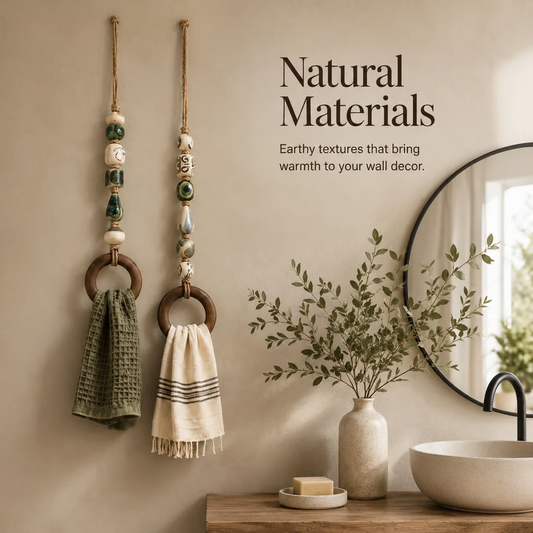 ✨Decoratieve handdoekhanger met kralen en houten ring