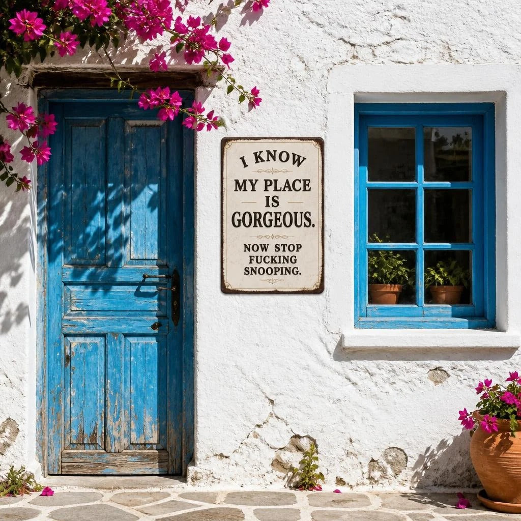 😎Funny Rustic Metal Wall Sign – Sarcastic Farmhouse Home Decor & Unique Housewarming Gift